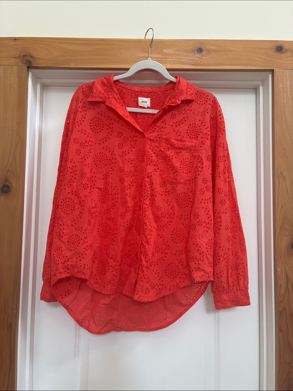Jag Coral Eyelet 100% cotton Button-Down Shirt